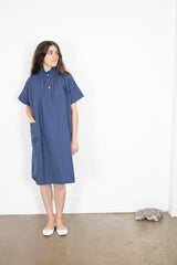 Gallego Desportes Shirt Dress in Solid Blue