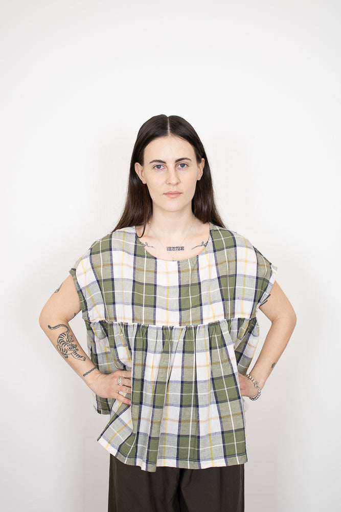 Gallego Desportes Top in Green Plaid