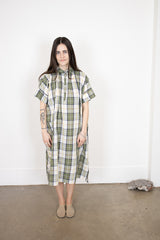 Gallego Desportes Shirt Dress in Green Plaid