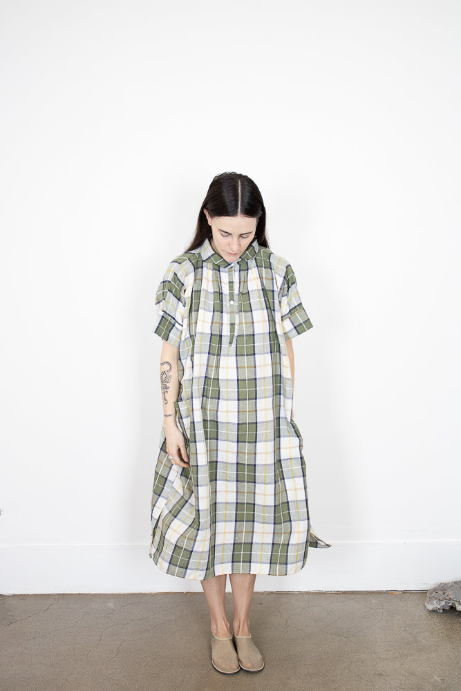 Gallego Desportes Shirt Dress in Green Plaid